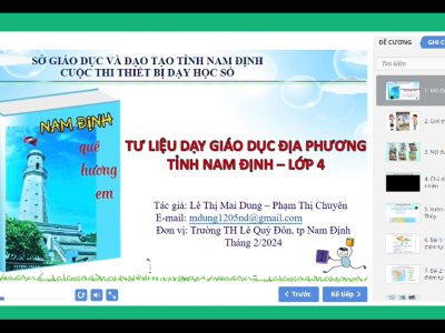 Thiết bị dạy học: Tư liệu dạy Giáo dục địa phương tỉnh Nam Định