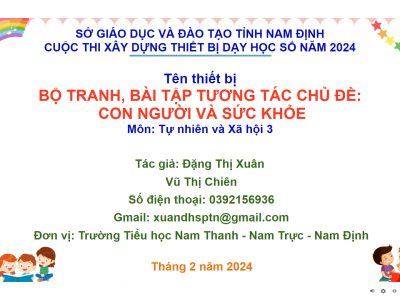 Thiết bị dạy học số: Bộ tranh bài tập tương tác chủ đề Con người và sức khỏe