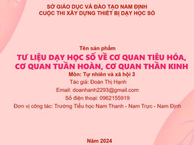 Thiết bị dạy học số: Tư liệu dạy học số về cơ quan tiêu hóa cơ quan tuần hoàn cơ quan thần kinh